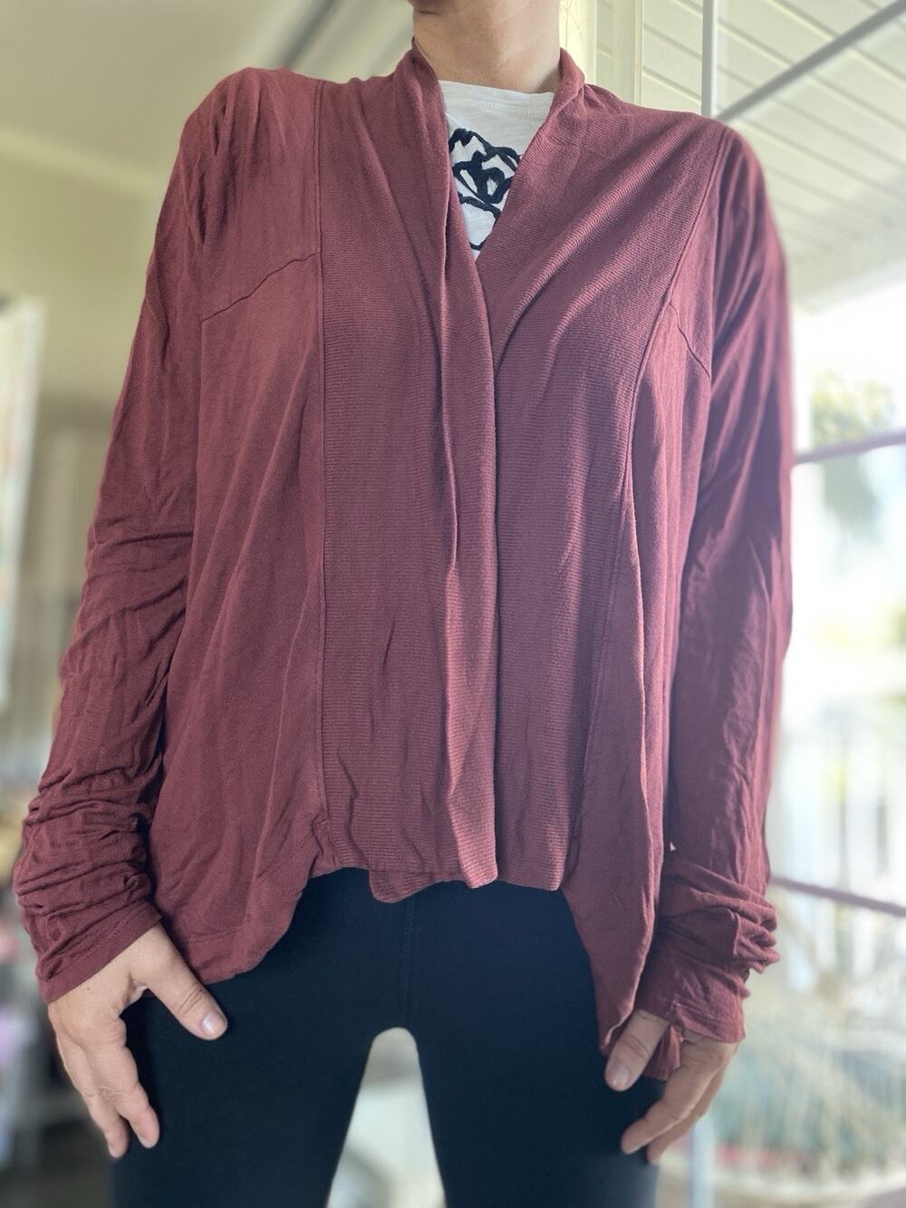 Athleta Women’s Nirvana Wrap Open Cardigan Burgundy M